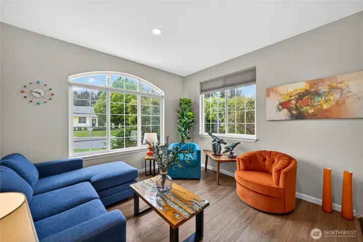 Lovely gardens can be seen from the peaceful Den, Office or Library,  The large picture windows allow for lots of natural light.