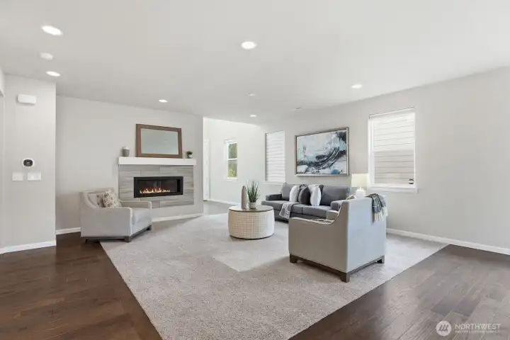 Stylish linear gas fireplace