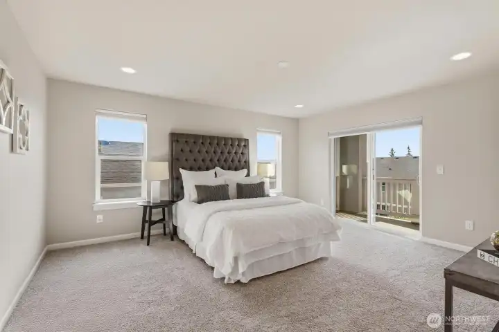 King sized primary suite with mountain view