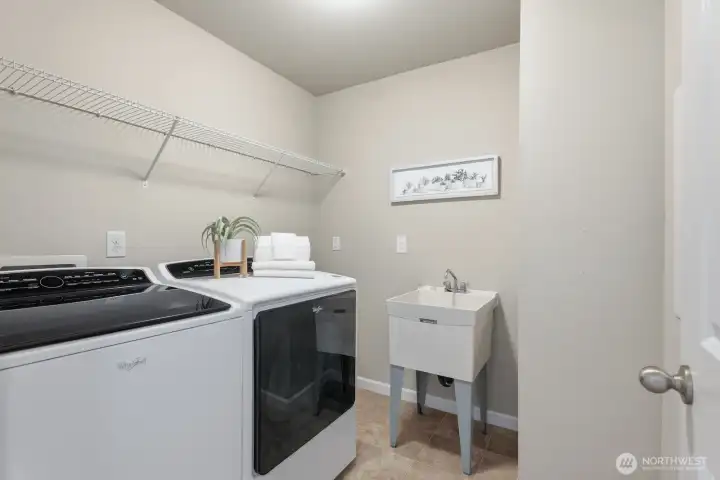 Convenient upstairs laundry