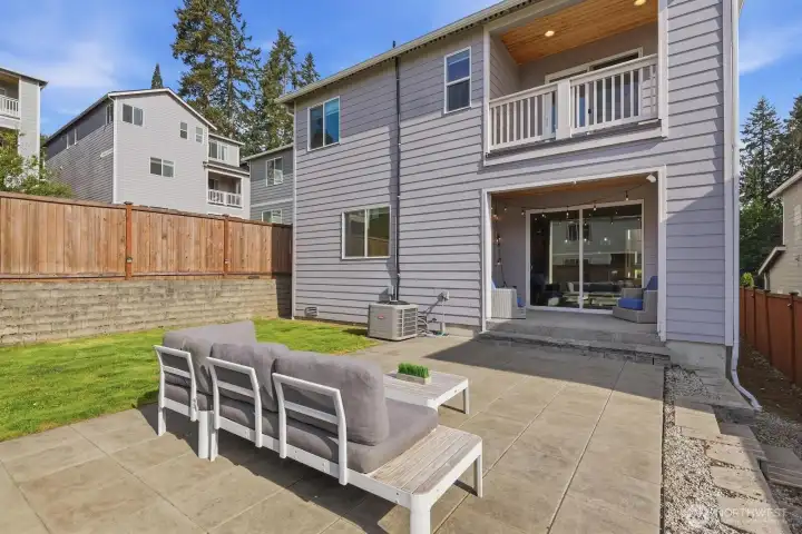 Extensive paver patio for outdoor dining or play