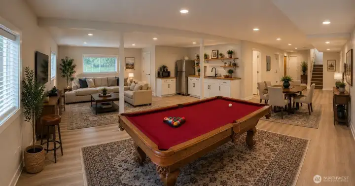 Virtual idea for the lower living space. Virtual idea for the lower living space.