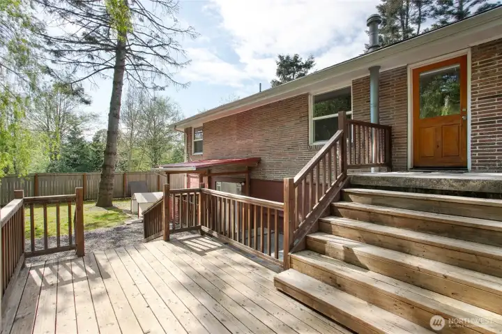The lovely back patio and fenced back yard. The lovely back patio and fenced back yard.