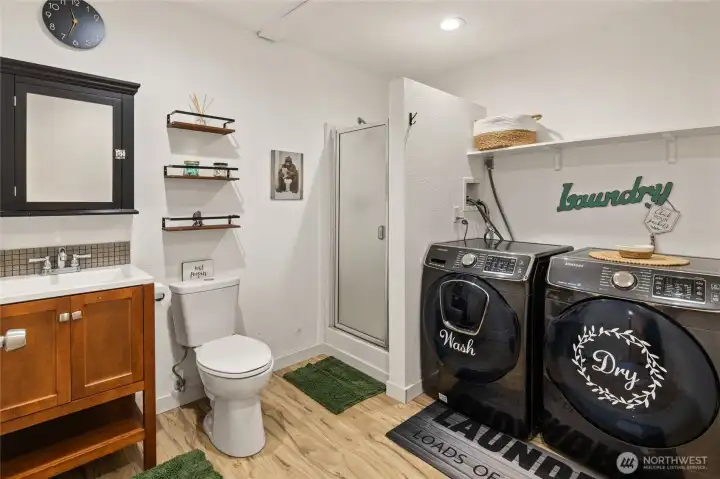 Laundry room with 3/4 bath