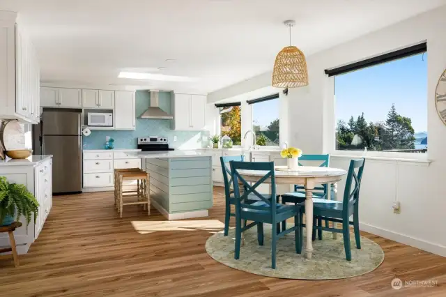 Kitchen offers plenty of cabinet space.