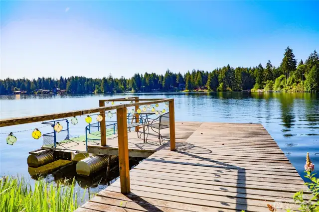 Welcome to lakefront living where you can fish, swim and ski. View from your dock at the lake's edge.