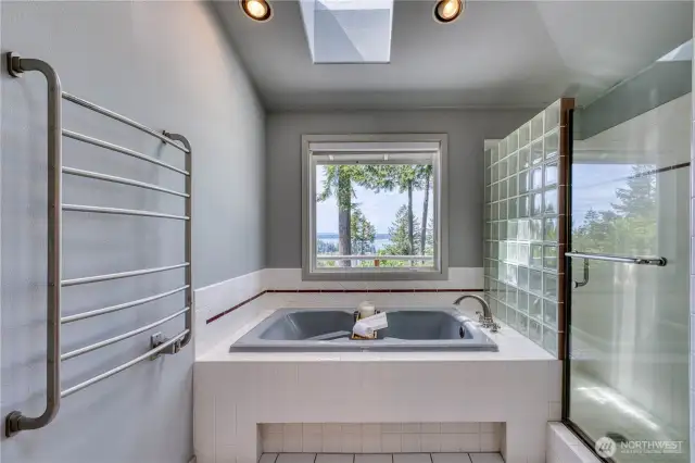Feel like soaking your cares away in this awesome soaking tub?  Or just taking a quick shower?