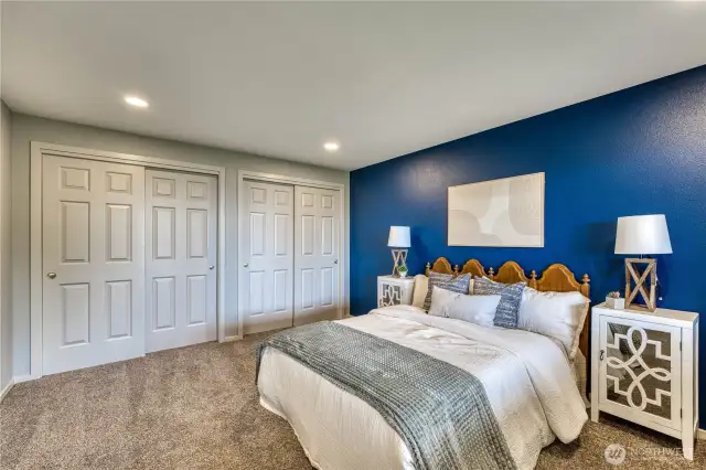 Also on the lower level is this charming bedroom with double closet.