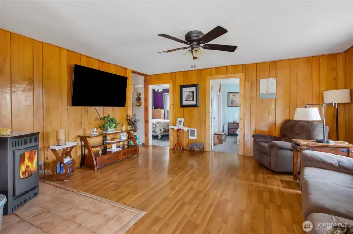 DADU living room with pellet stove
