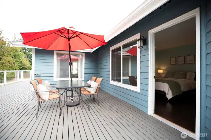 Access to deck from primary bedroom.