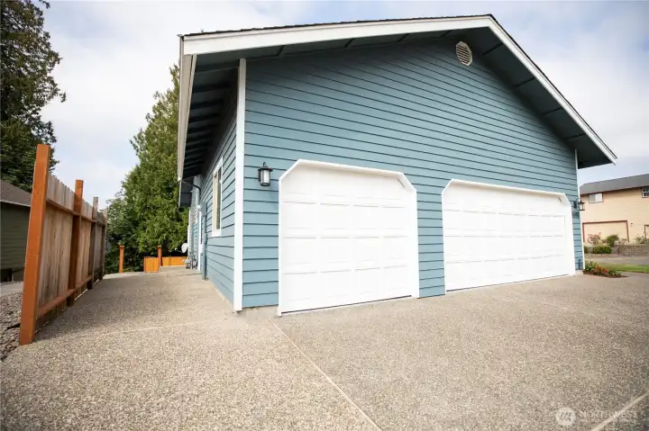 Oversized two car garage.