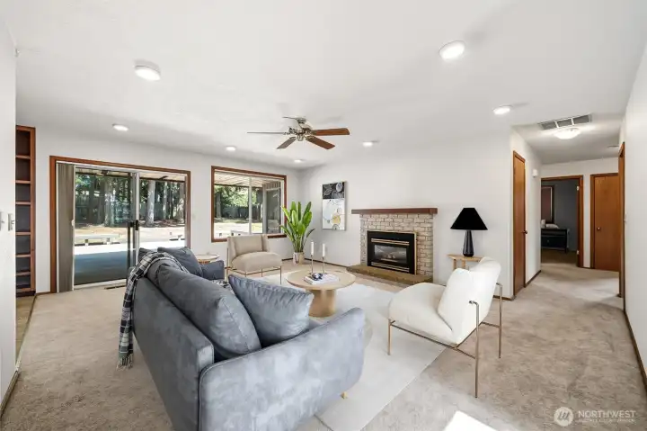 Virtually staged family room