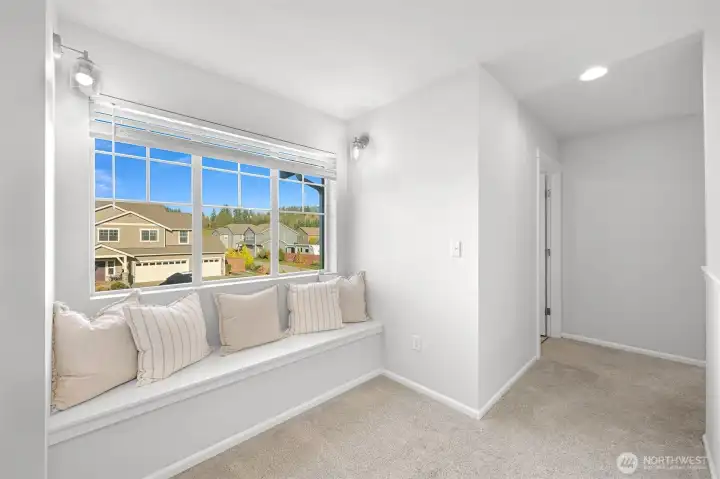 Built in bench 2nd floor stair landing