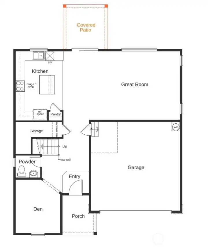 Main floor with covered patio