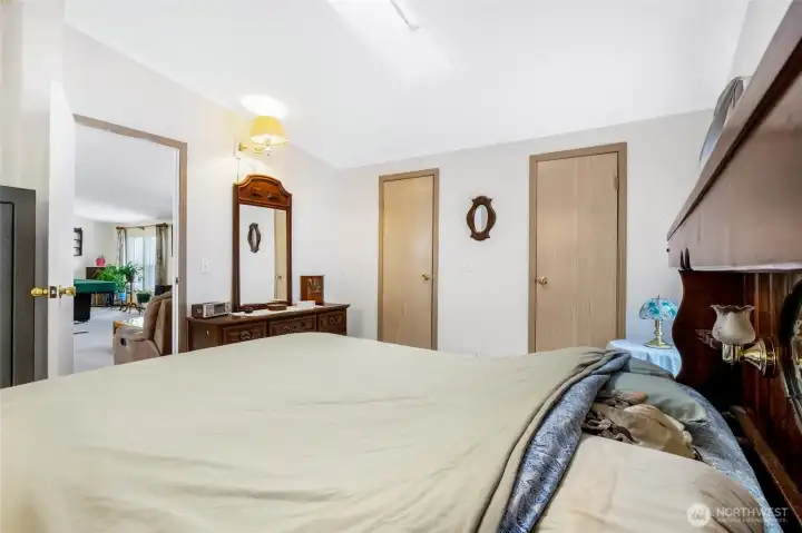 Primary bedroom.  Double closets for your clothes or storage.