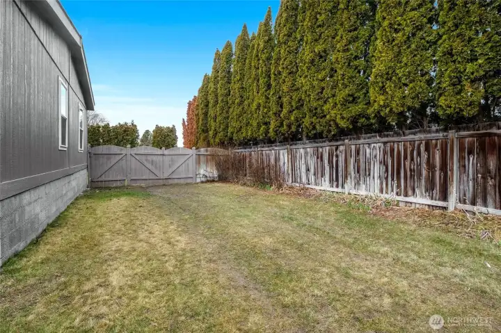 Perhaps you would like to drive through the side gate. Here's the place to drive through, and note that the block wall is well built.