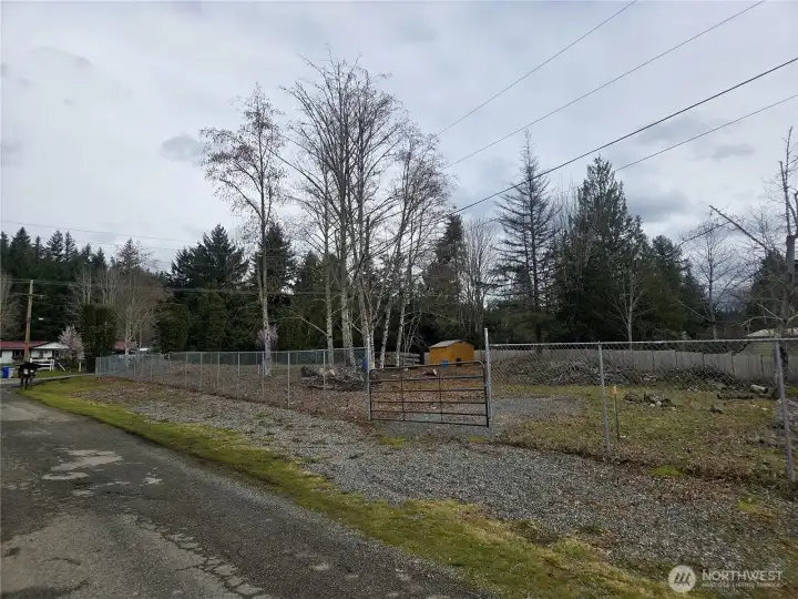 Looking north from the street.