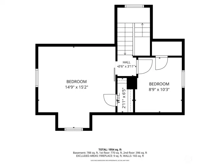 Upstairs Floorplan with apporximate dimensions