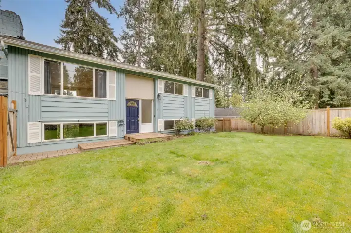 Large front yard with fruit tree-completely fenced