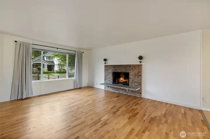 Living Room with wood burning fireplace