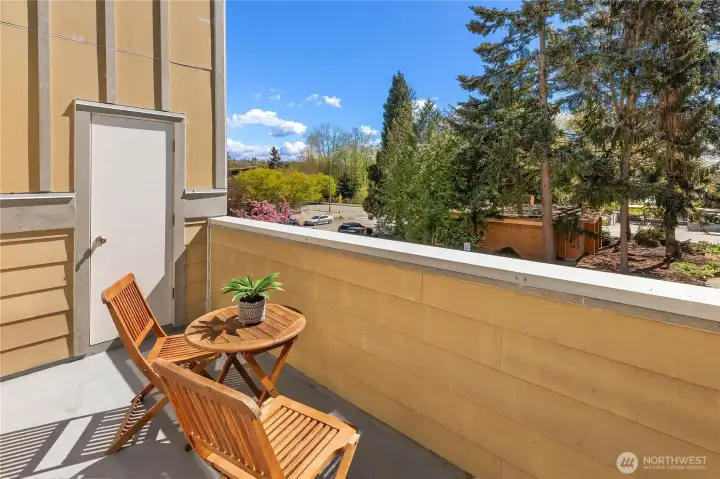 Private deck looking out to Juanita Park