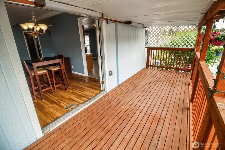 A great place to relax year round under the covered porch.