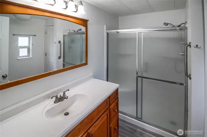 The primary ensuite with low-step shower.