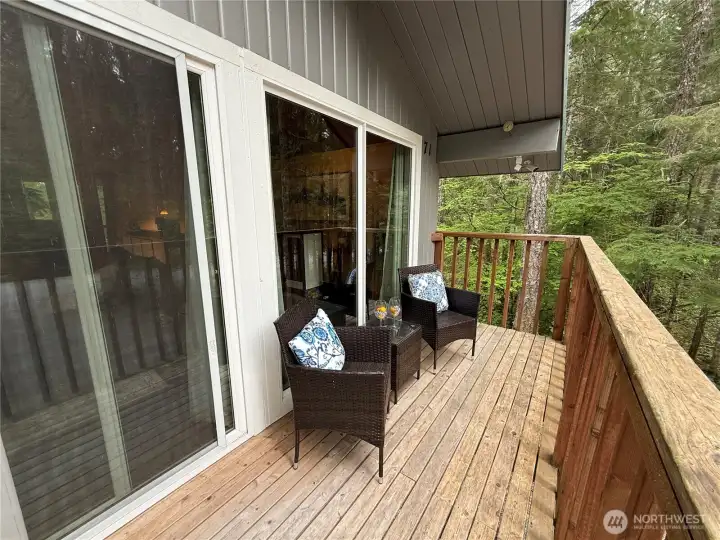 Slider leads to front deck perfect for morning cup of coffee.