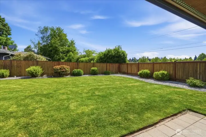 Fully fenced newer cedar fence
