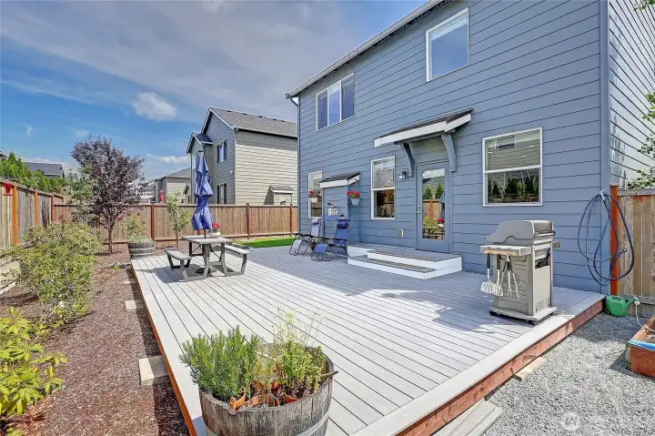Large backyard composite deck for BBQ's, entertaining or just hangout out