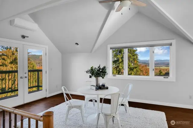 The second staircase leads directly into the huge upstairs family room