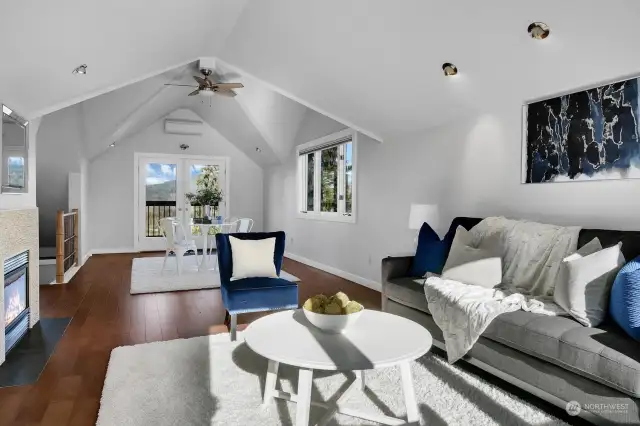 Another view of the family room with its' own view deck. The mini-split keeps this room comfortable in the summer.