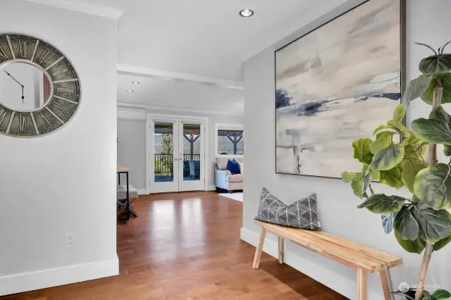 No carpet in this home, engineered hardwoods throughout.