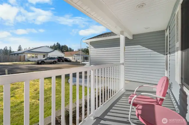 Enjoy your morning tea or coffee on the covered front porch.