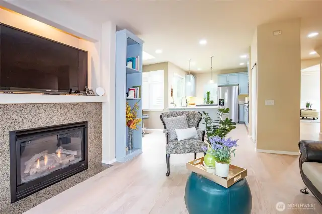 Family Room showcasing Gas Fireplace.