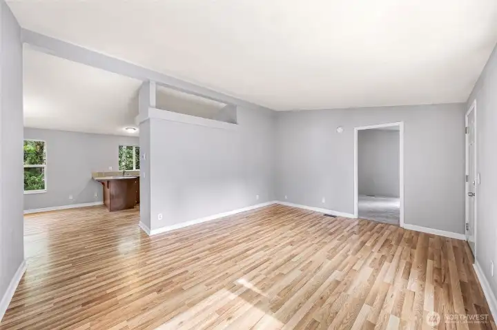 Living area & door to primary bedroom