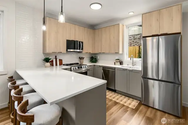 Kitchen with bar seating
