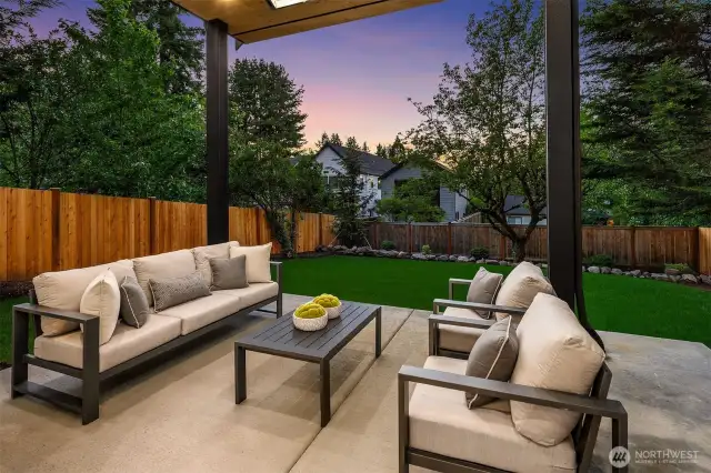 Secluded outdoor covered living area with BBQ hook-up