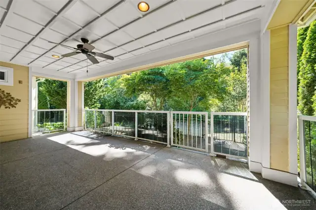 Huge covered patio facing the forest
