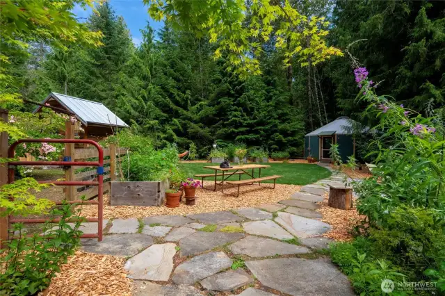 Creative designs and gardens at every turn complete with a pollinator garden