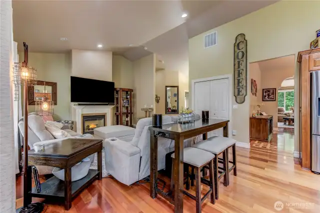 Family room open to kitchen