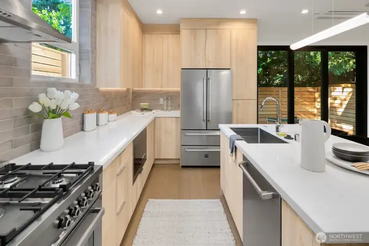Clean and simple design in this efficient kitchen layout.