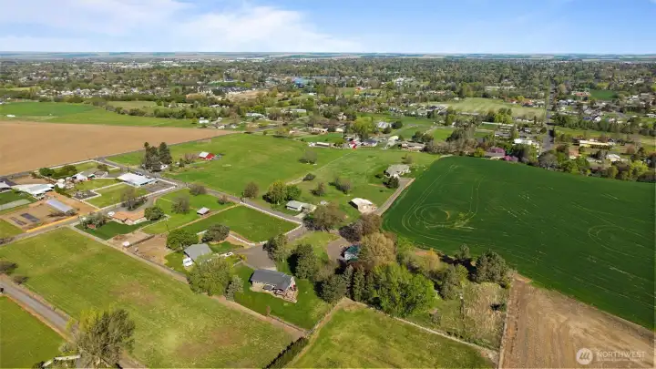 The pastoral feel is quiet and seemingly remote, yet the home is just 10 minutes from town.