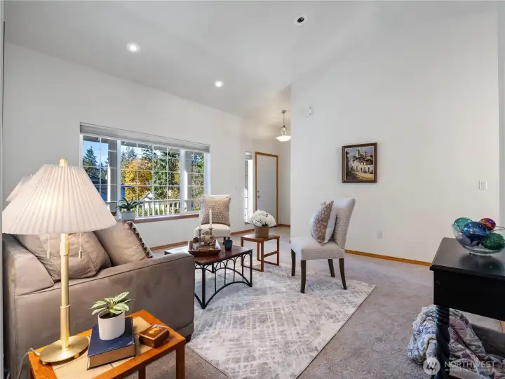 The large picture window lets in tons of natural light.