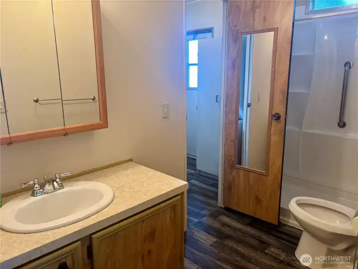 3/4 Bathroom off the two bedrooms and living room.