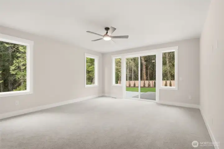 Sliding door out of main floor primary suite