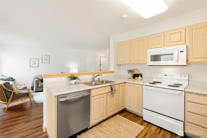 Brand new dishwasher and lots of storage