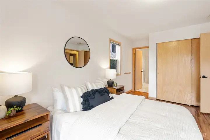 Large closet and attached 3/4 bath