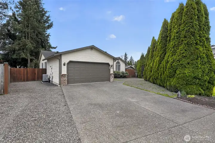 Grass is leveled / seeded on right hand side.