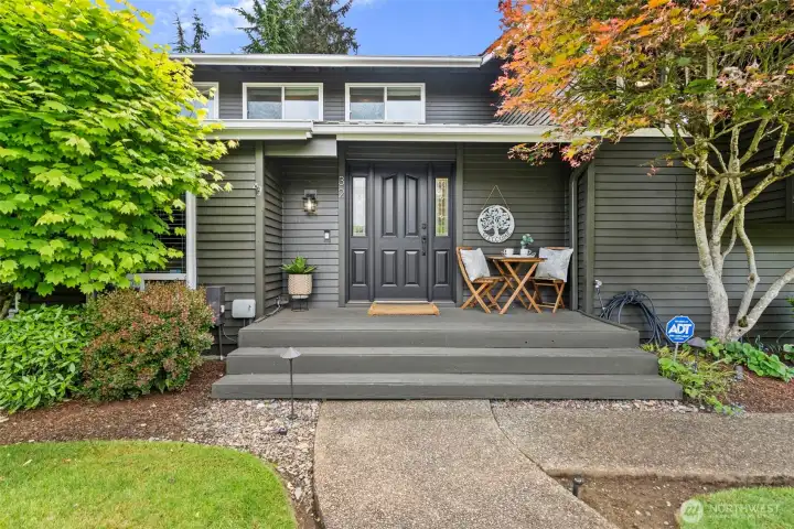 Covered front porch perfect for relaxing. Covered front porch perfect for relaxing.